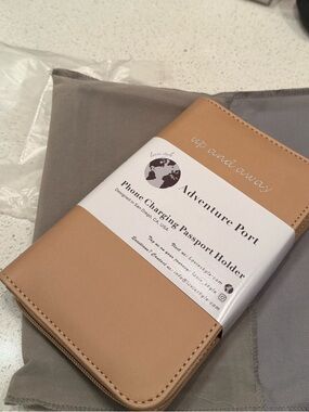 Up and Away Tan Phone Charging & Passport Holder by Up and Away